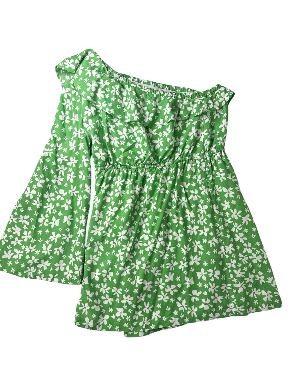 Nuuly Green One-Shoulder Floral Dress for Women